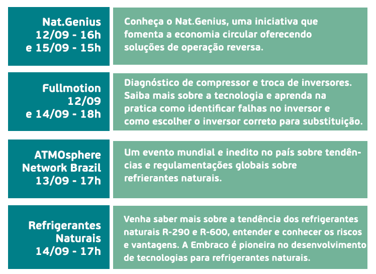 Agenda de treinamentos Embraco na 20ª Febrava